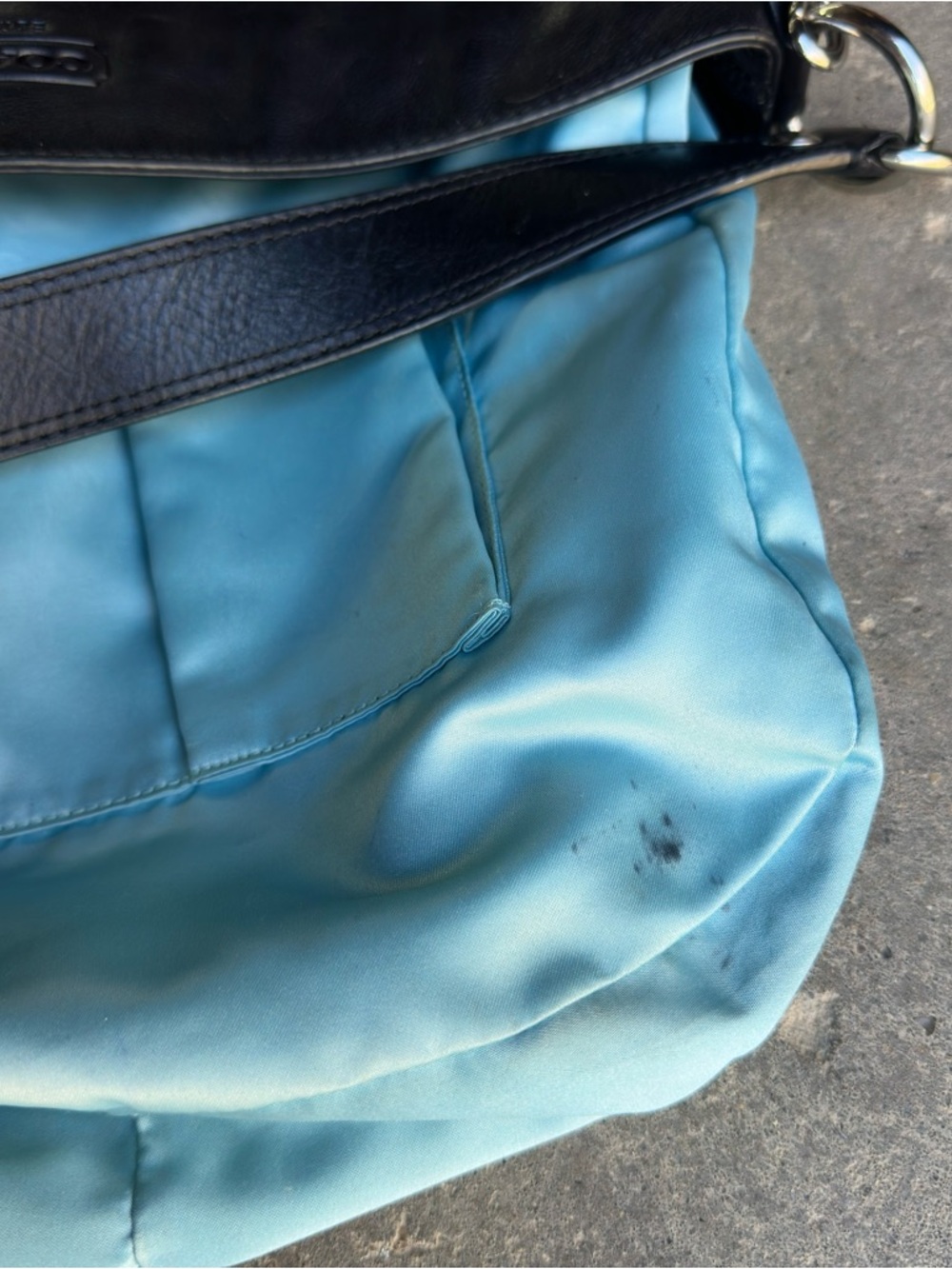 Coach Signature C Zoe Hobo Bag Black White Y2K Canvas Leather F14709 - Picture 9 of 14